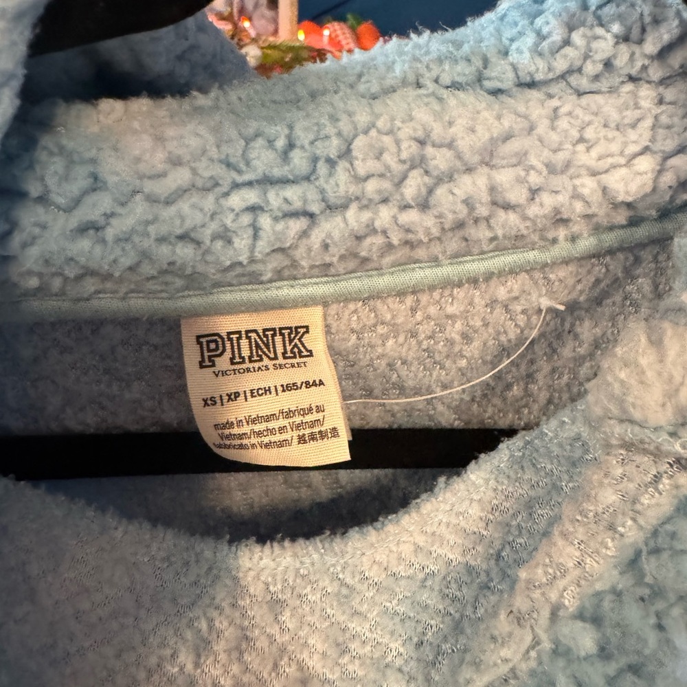VS Pink Light Blue Sherpa Hoodie - Picture 3 of 5